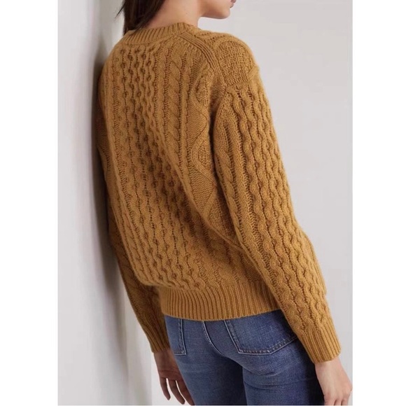 BNWT! Nili Lotan Jodelle Cable Knit Cashmere Sweater in Bronze, Size Large - Picture 6 of 7